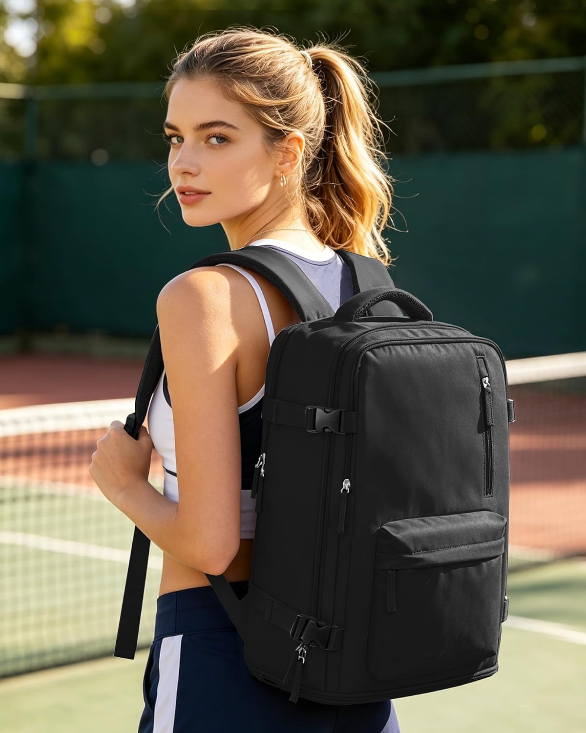 Carry on Travel Backpack for Women Men Large Laptop Gym Work Frontier Airlines Personal Item Bag Business Airport Lightweight Backpack Flight Approved Mochilas De Viaje Black