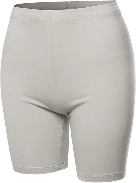 Womens & plus Basic Solid Cotton Mid Thigh High Rise Biker Bermuda Shorts