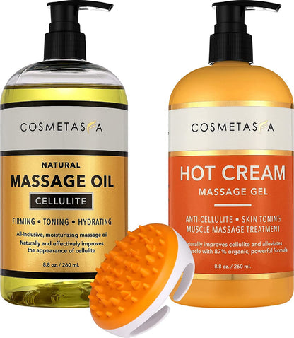 Aceite De Masaje Para Celulitis, Gel Y Guante Gel De Masaje Natural De Crema
