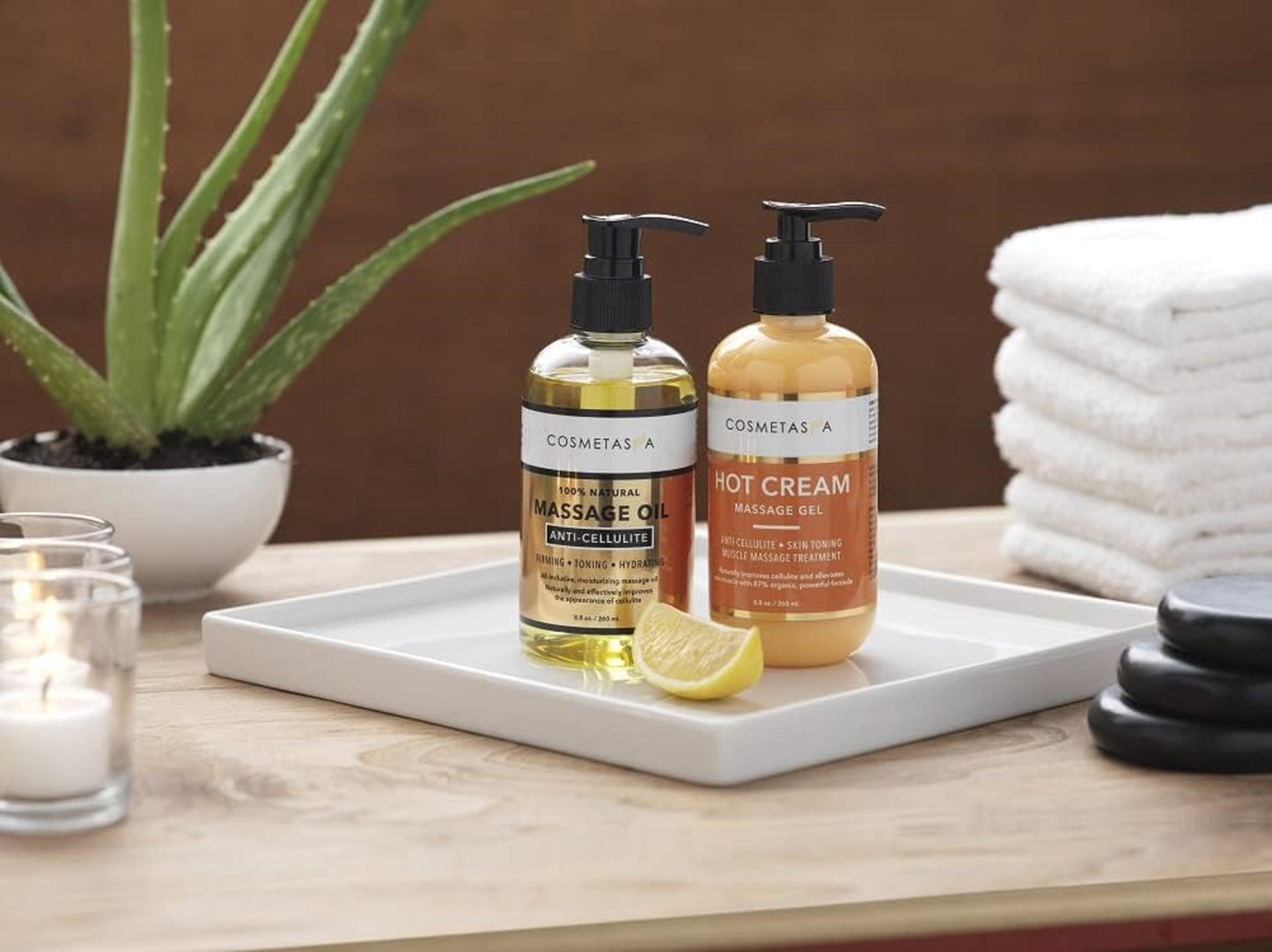 Aceite De Masaje Para Celulitis, Gel Y Guante Gel De Masaje Natural De Crema