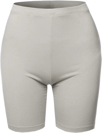 Womens & plus Basic Solid Cotton Mid Thigh High Rise Biker Bermuda Shorts
