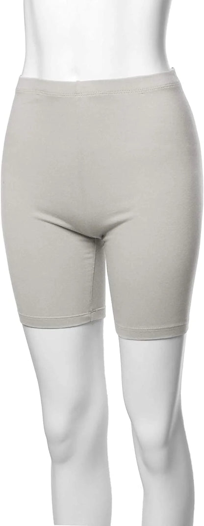 Womens & plus Basic Solid Cotton Mid Thigh High Rise Biker Bermuda Shorts