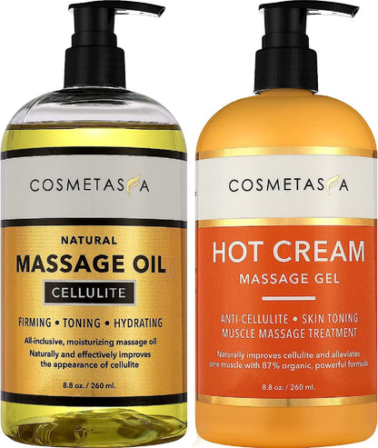 Aceite De Masaje Para Celulitis, Gel Y Guante Gel De Masaje Natural De Crema