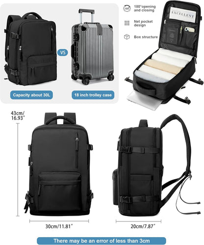 Carry on Travel Backpack for Women Men Large Laptop Gym Work Frontier Airlines Personal Item Bag Business Airport Lightweight Backpack Flight Approved Mochilas De Viaje Black