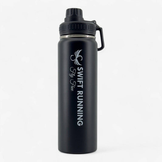 Botella de agua negra