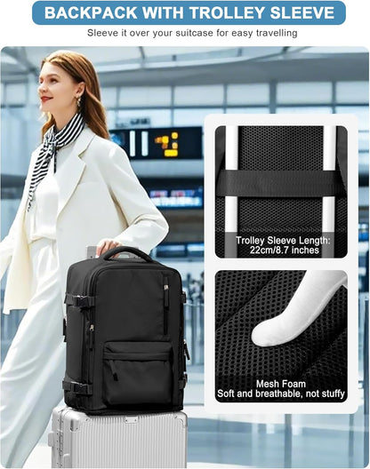 Carry on Travel Backpack for Women Men Large Laptop Gym Work Frontier Airlines Personal Item Bag Business Airport Lightweight Backpack Flight Approved Mochilas De Viaje Black