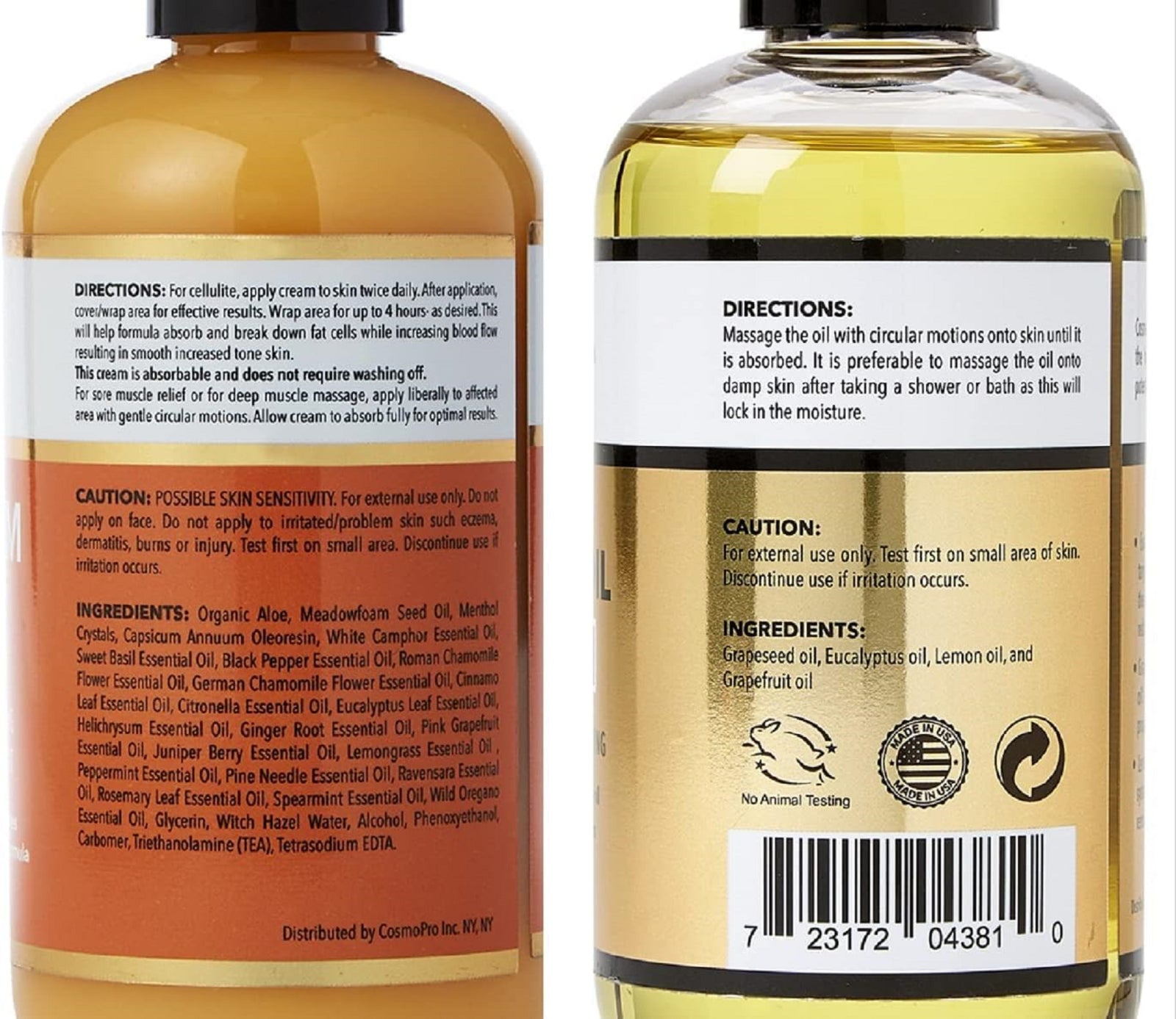 Aceite De Masaje Para Celulitis, Gel Y Guante Gel De Masaje Natural De Crema